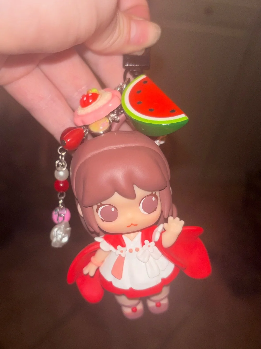 NEW Custom Cute Doll Keychain with Watermelon and Strawberry Charms